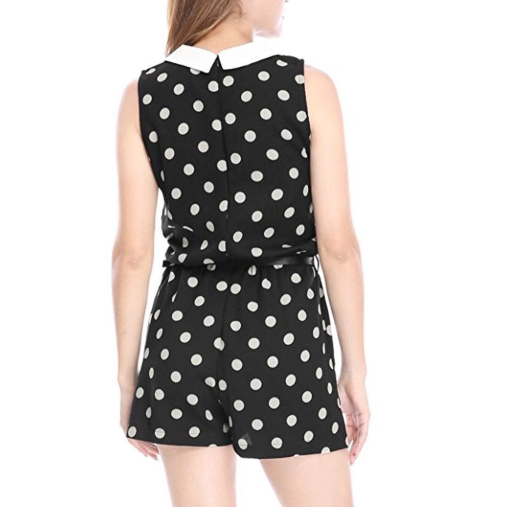 Polka Dot Peter Pan Collar Sleeveless Romper - Picture 4 of 8